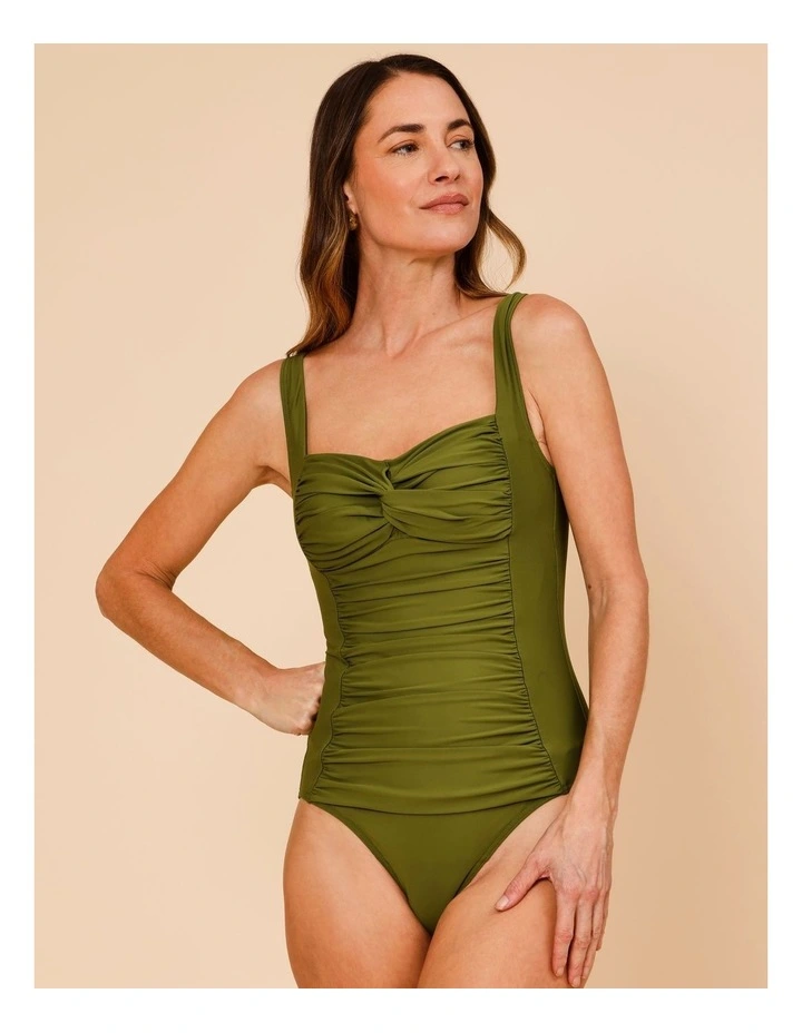 Claire Twist Front Swimsuit in Olive image 3