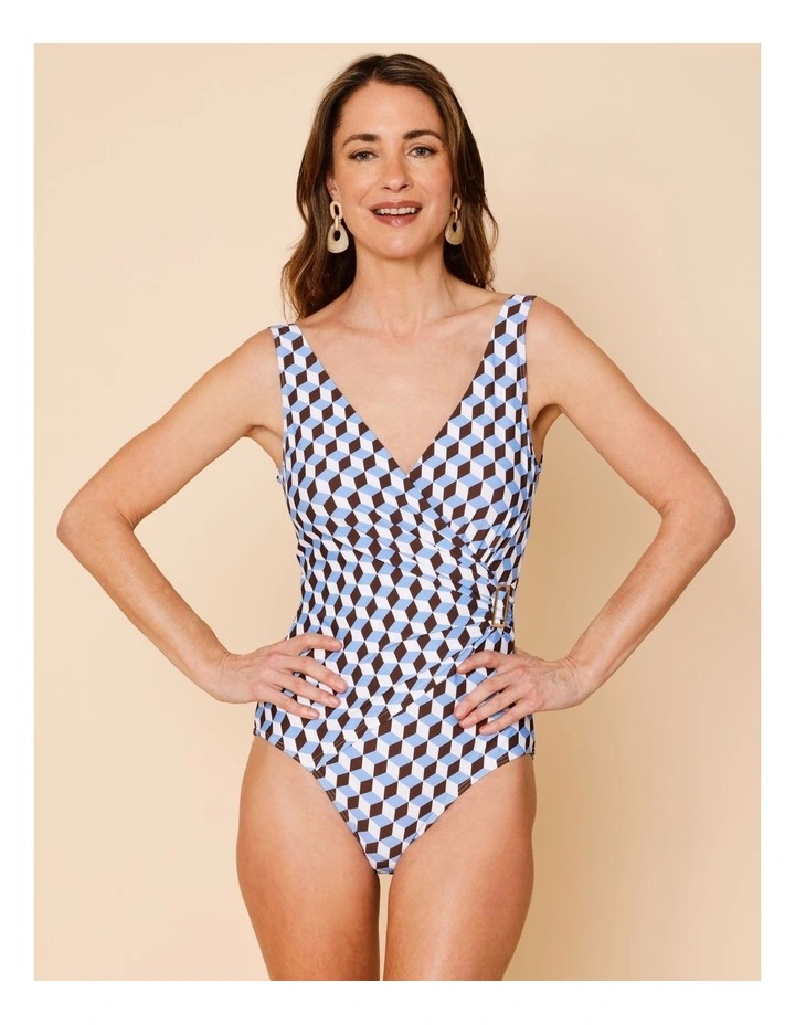 Seashore Charli Swimsuit in Blue Geo Print image 1