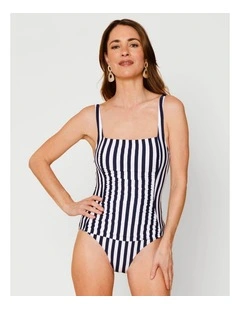 Seashore Belle Swimsuit in Navy Stripe Print