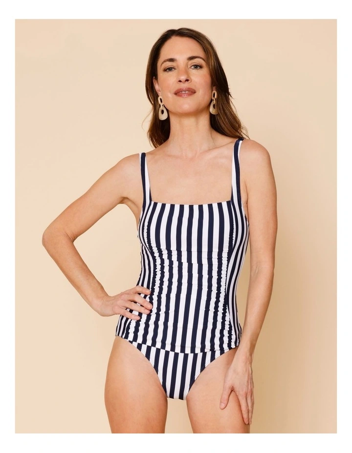 Seashore Belle Swimsuit in Navy Stripe Print image 1