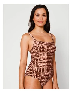 Dusk Belle Swimsuit in Dusty Red Tile Print