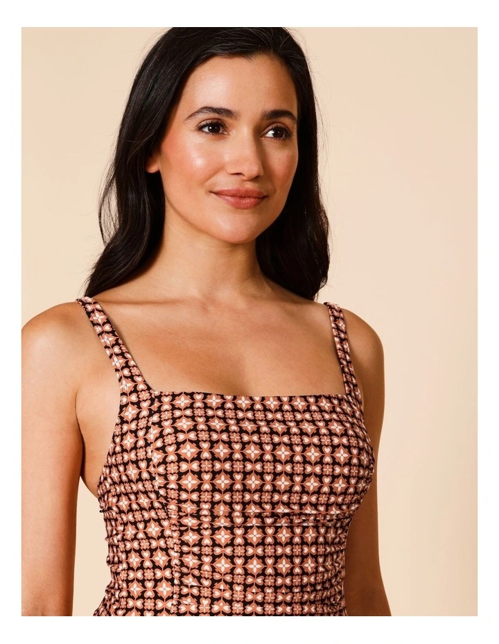 Dusk Belle Swimsuit in Dusty Red Tile Print image 2