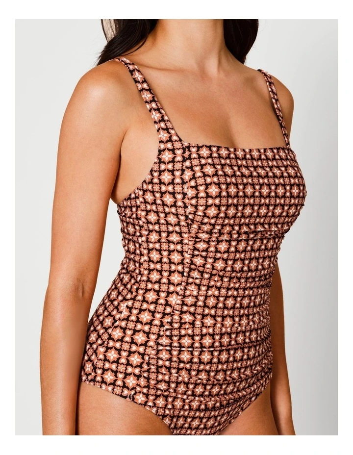 Dusk Belle Swimsuit in Dusty Red Tile Print image 4