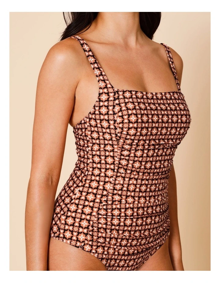 Dusk Belle Swimsuit in Dusty Red Tile Print image 4