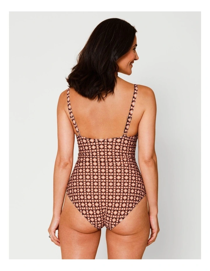 Dusk Belle Swimsuit in Dusty Red Tile Print image 5