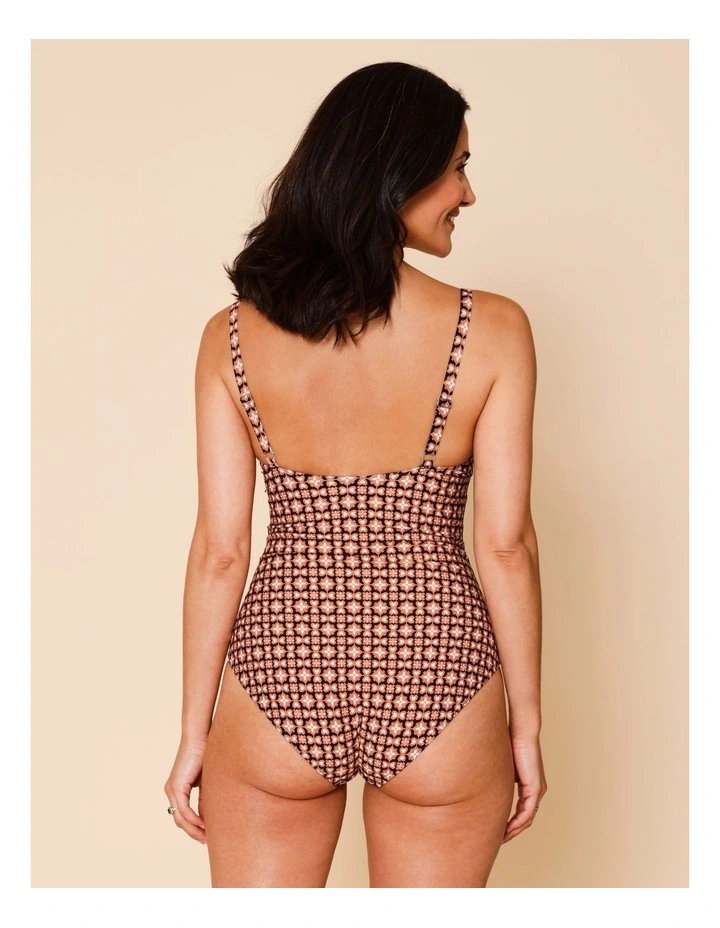 Dusk Belle Swimsuit in Dusty Red Tile Print image 5