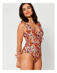 Dusk Ruby Frill Swimsuit in Coastal Floral Print