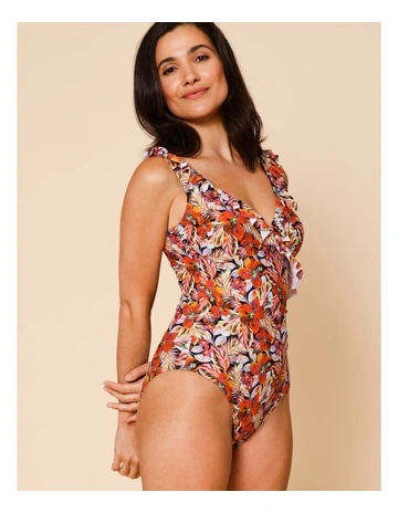 Dusk Ruby Frill Swimsuit in Coastal Floral Print