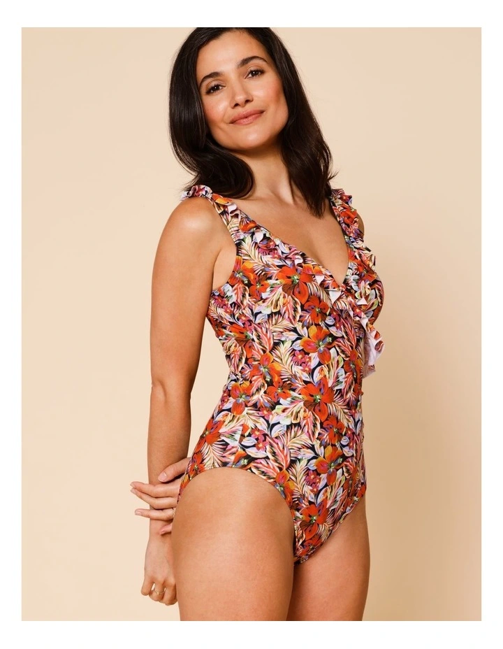 Dusk Ruby Frill Swimsuit in Coastal Floral Print image 1