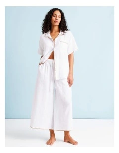 Luna Crochet Overswim Pant in Ivory/Beige