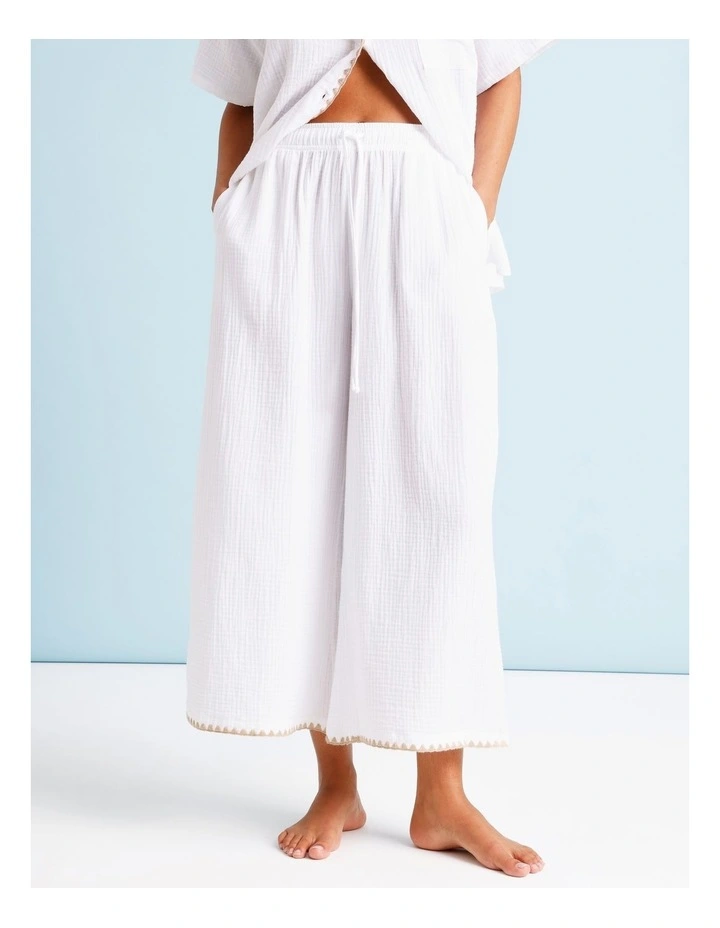 Luna Crochet Overswim Pant in Ivory/Beige image 2