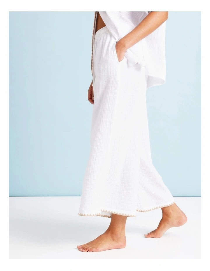 Luna Crochet Overswim Pant in Ivory/Beige image 3