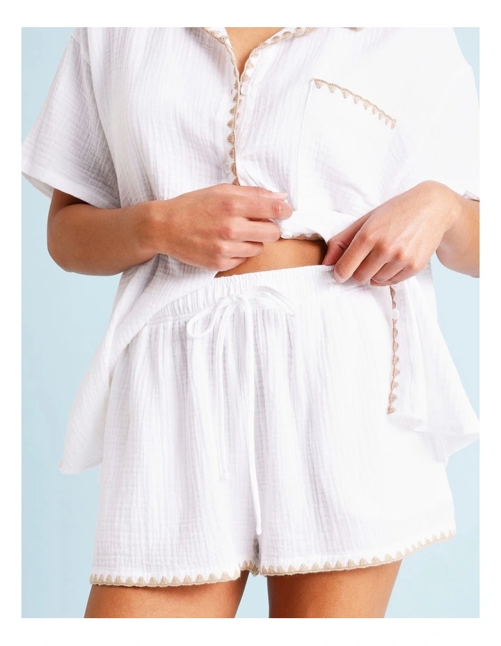 Ella Crochet Short in Ivory/Beige image 1