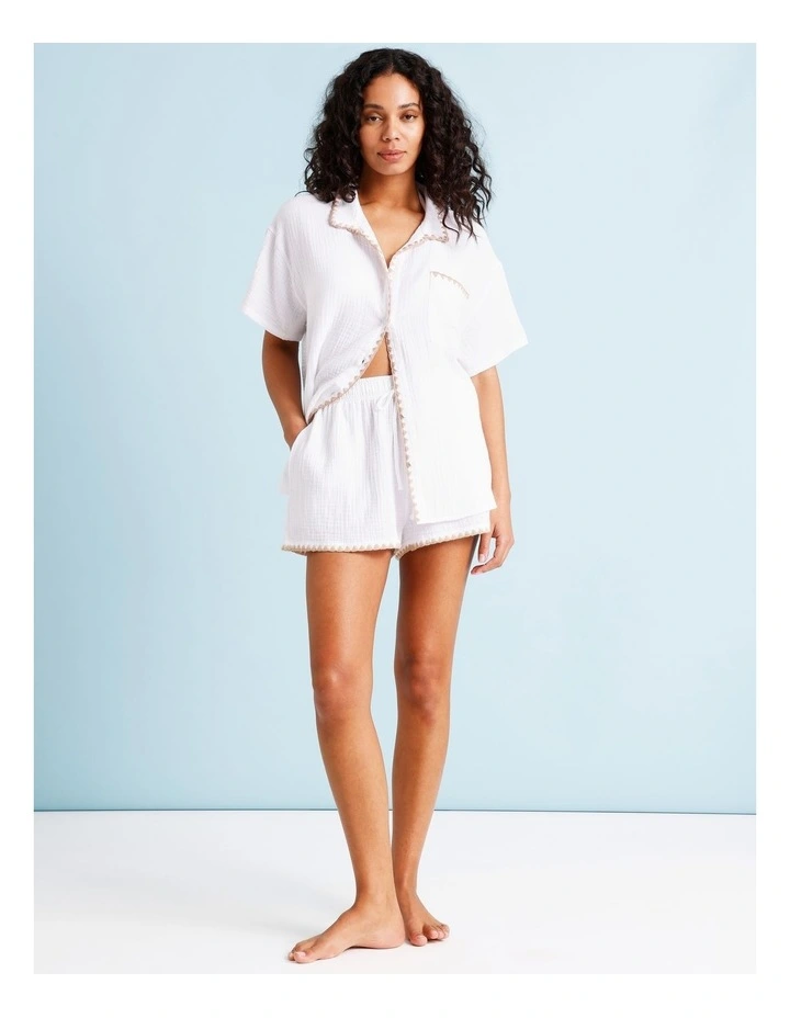 Ella Crochet Short in Ivory/Beige image 2