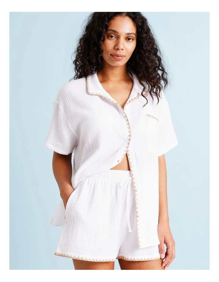 Ella Crochet Short in Ivory/Beige image 3