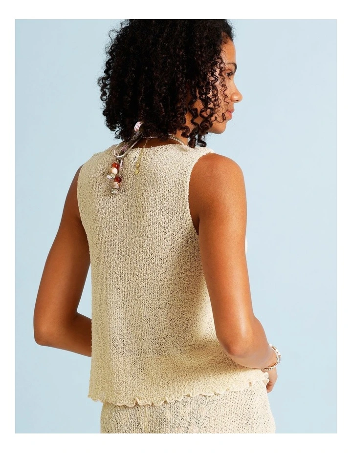 Tessa Crochet Tie Front Top in Ecru image 5