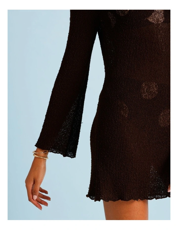 Cocoa Butter Crochet Overswim Dress in Coffee Bean image 4