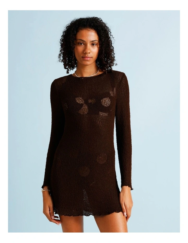 Cocoa Butter Crochet Overswim Dress in Coffee Bean image 5