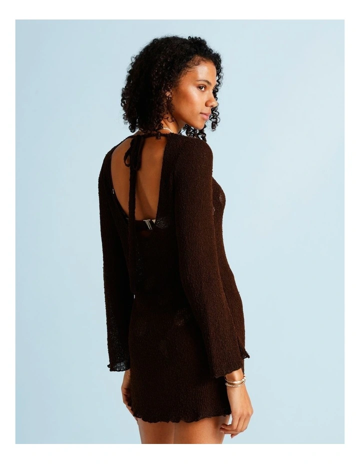 Cocoa Butter Crochet Overswim Dress in Coffee Bean image 6