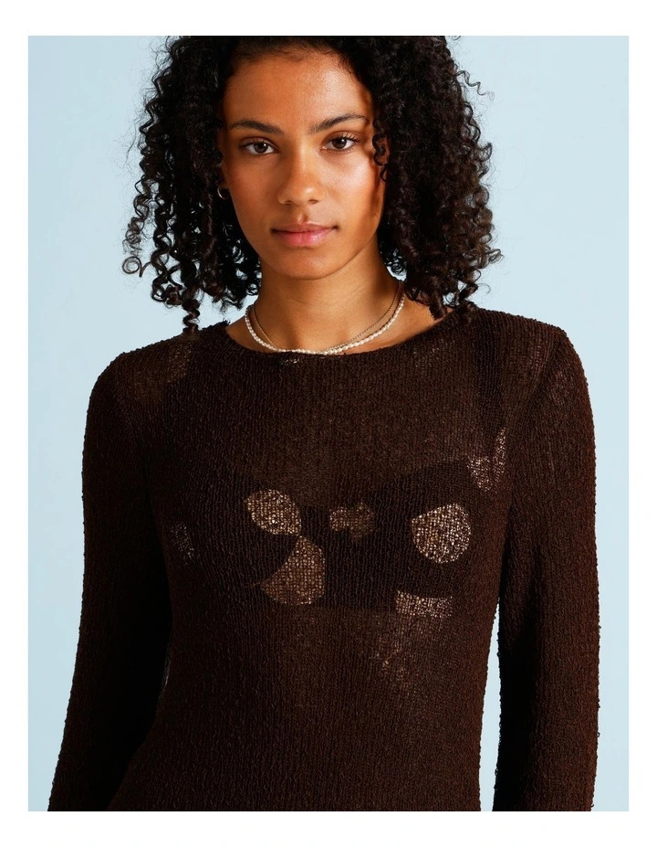 Cocoa Butter Crochet Overswim Dress in Coffee Bean image 7