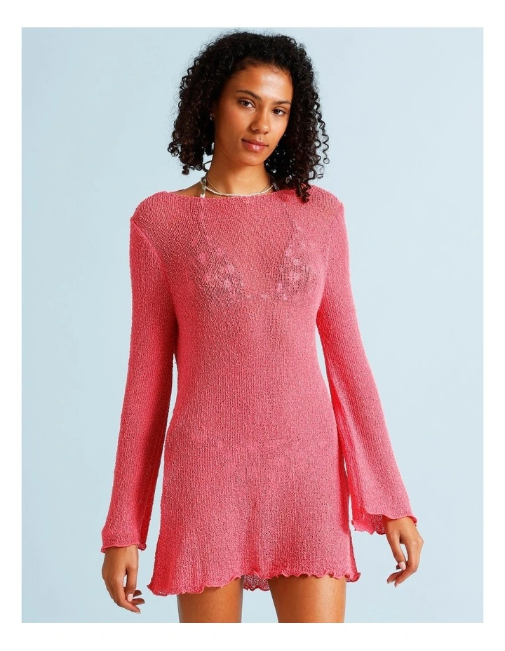 Cosmopolitan Crochet Overswim Dress in Cosmpolitan Pink image 1