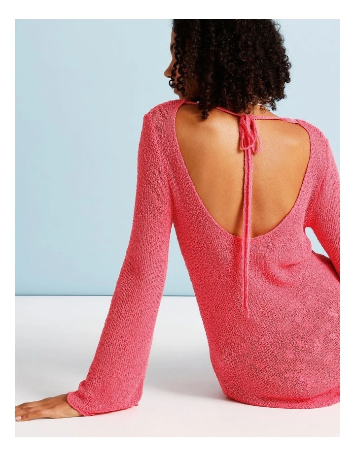 Cosmopolitan Crochet Overswim Dress in Cosmpolitan Pink image 2