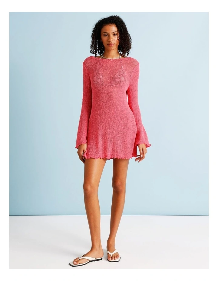 Cosmopolitan Crochet Overswim Dress in Cosmpolitan Pink image 3