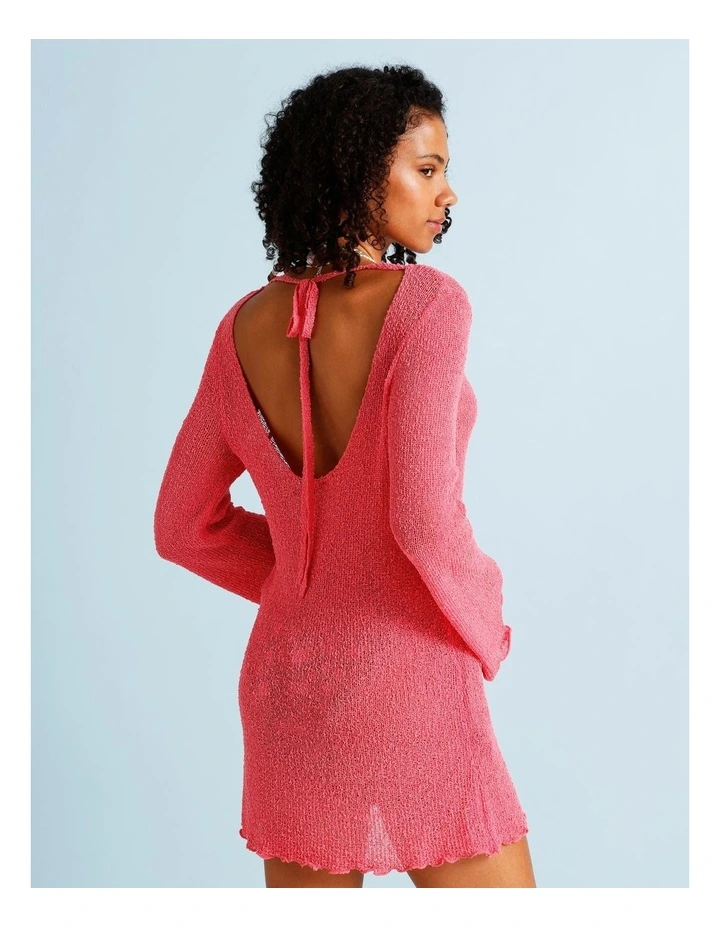 Cosmopolitan Crochet Overswim Dress in Cosmpolitan Pink image 4