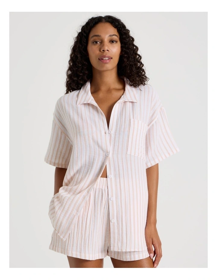 Summer Spritz Sadie Shirt in Peach Stripe Print image 4