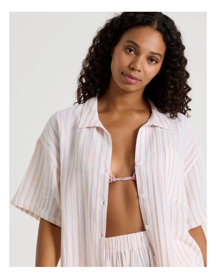 Summer Spritz Sadie Shirt in Peach Stripe Print image 5
