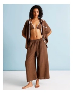 Luna Crochet Overswim Pant in Choc Vanilla