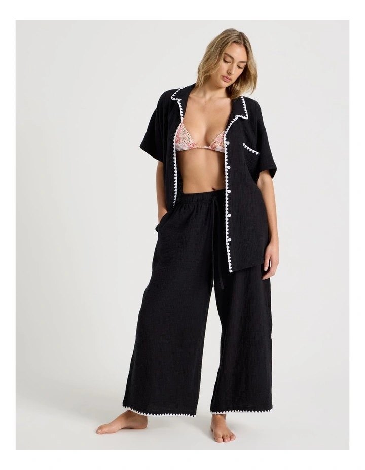 Sadie Crochet Shirt in Black/White image 3