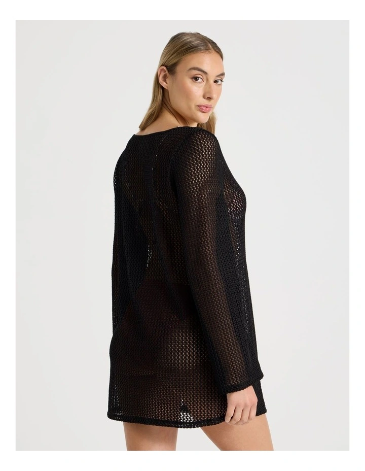 Allira Crochet Mini Dress in Black image 5