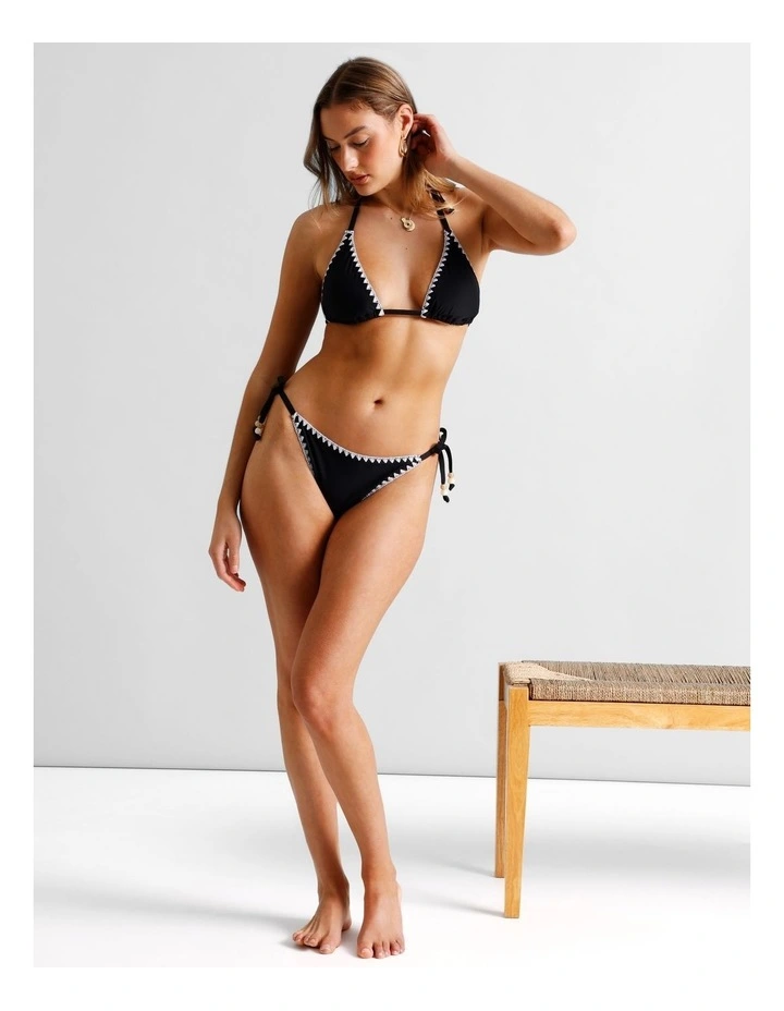 Karina Crochet Tie Up Bikini Bottom in Black/Ecru image 2