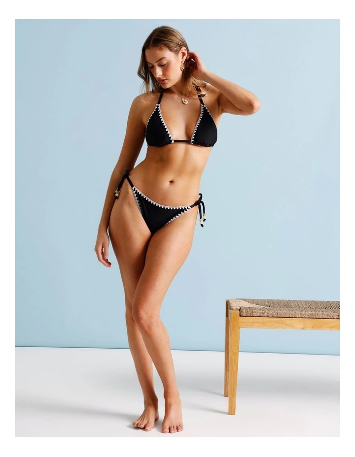Karina Crochet Tie Up Bikini Bottom in Black/Ecru image 2