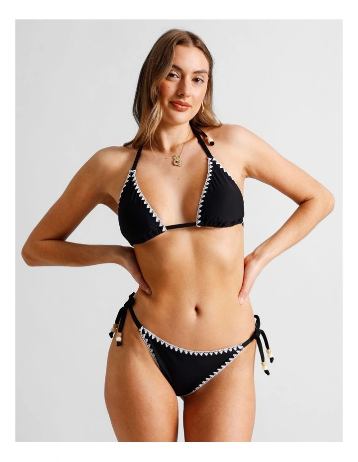 Karina Crochet Tie Up Bikini Bottom in Black/Ecru image 3