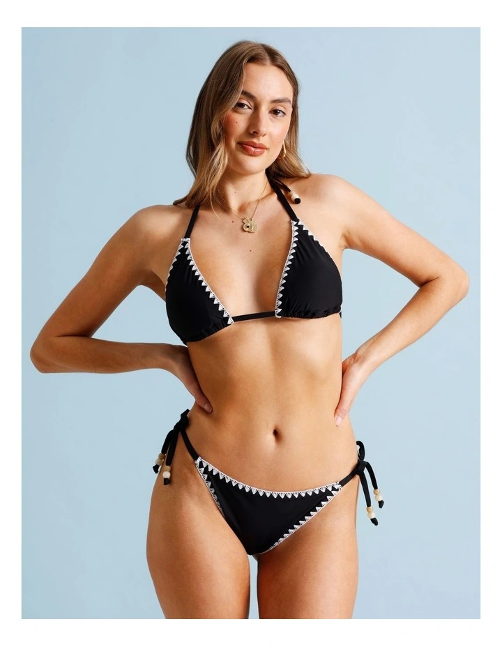 Karina Crochet Tie Up Bikini Bottom in Black/Ecru image 3