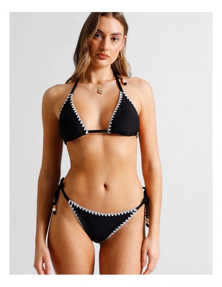 Karina Crochet Tie Up Bikini Bottom in Black/Ecru image 5