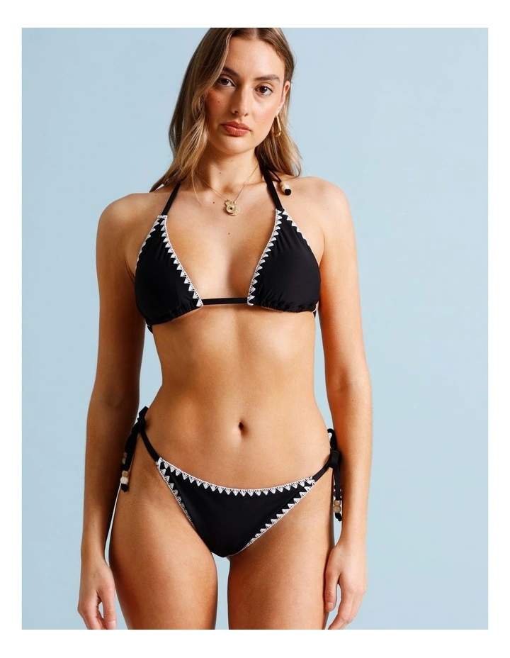 Karina Crochet Tie Up Bikini Bottom in Black/Ecru image 5