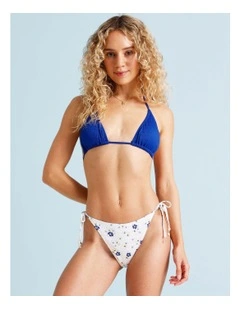Kaia Textured Bikini Bottom in Sapphire Ditsy Print