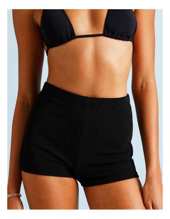 Chelsea Textured Swim Shortie in Black image 1