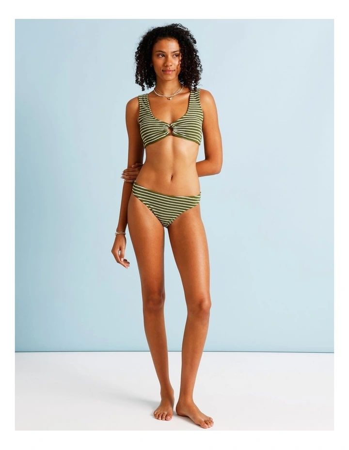 Olive Garden Hannah Crinkle Bikini Bottom in Olive Stripe Y/D Print image 2