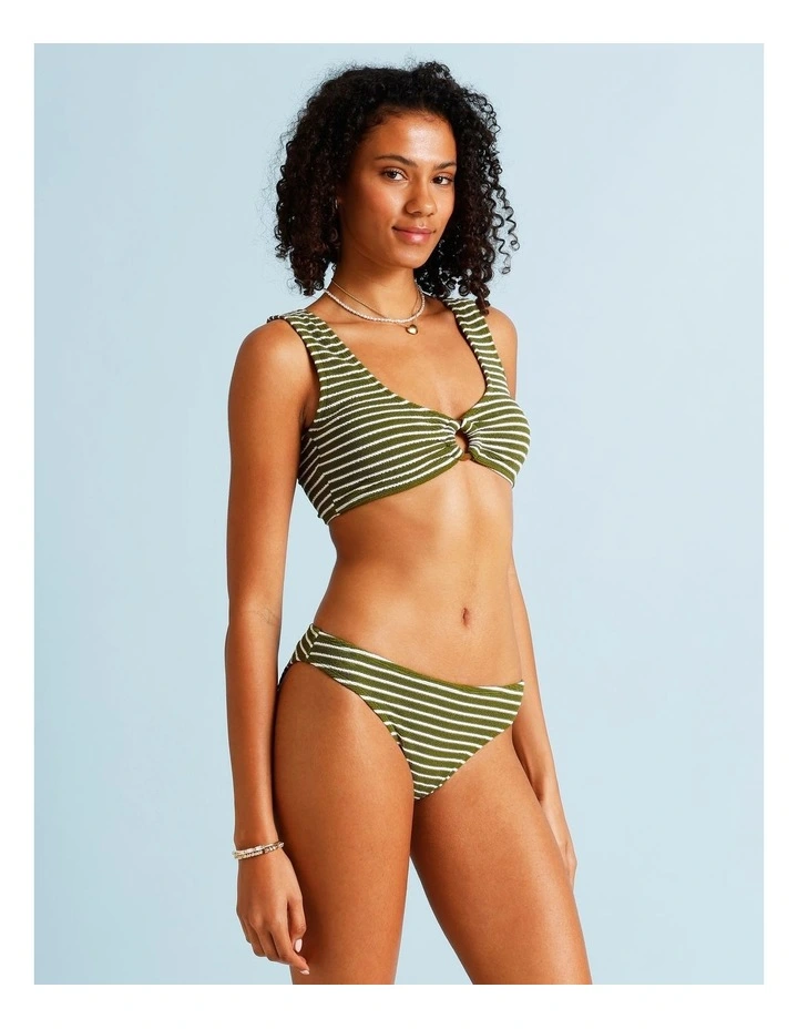 Olive Garden Hannah Crinkle Bikini Bottom in Olive Stripe Y/D Print image 3
