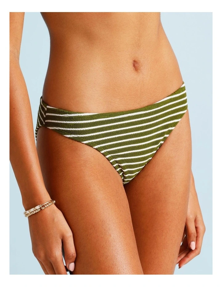 Olive Garden Hannah Crinkle Bikini Bottom in Olive Stripe Y/D Print image 4