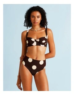 Cocoa Butter Lana High Rise Bikini Bottom in Coffee Bean Spot Print