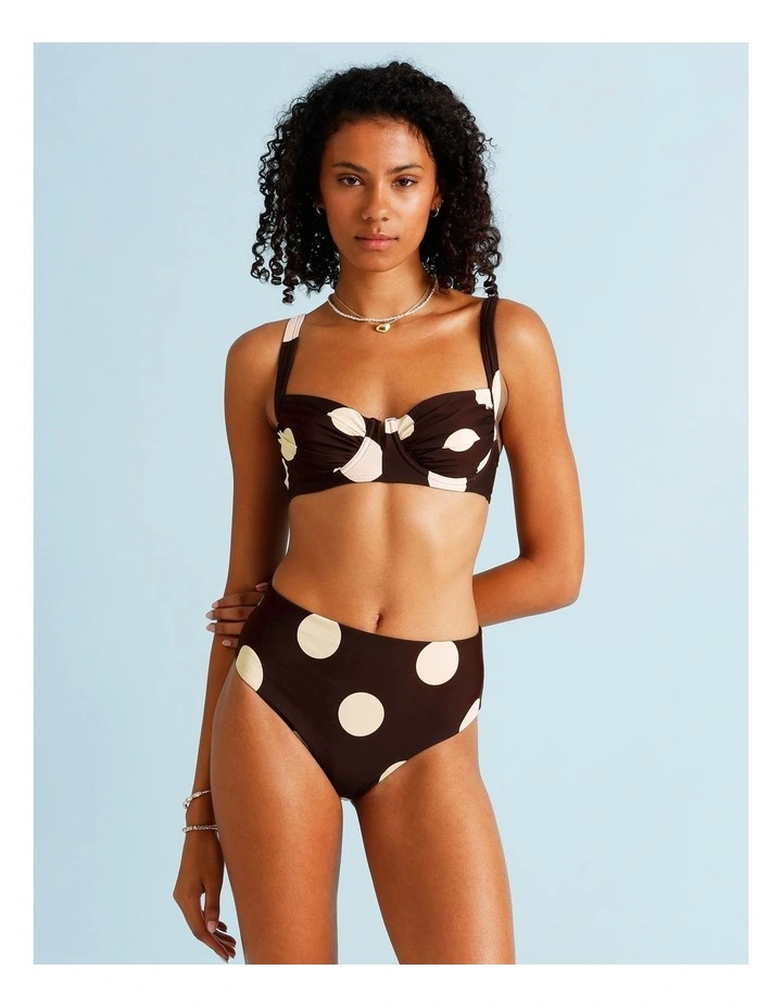Cocoa Butter Lana High Rise Bikini Bottom in Coffee Bean Spot Print image 1