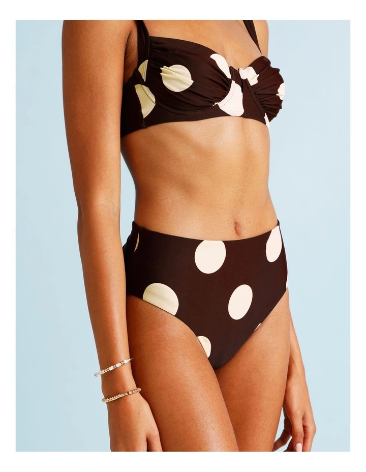 Cocoa Butter Lana High Rise Bikini Bottom in Coffee Bean Spot Print image 2