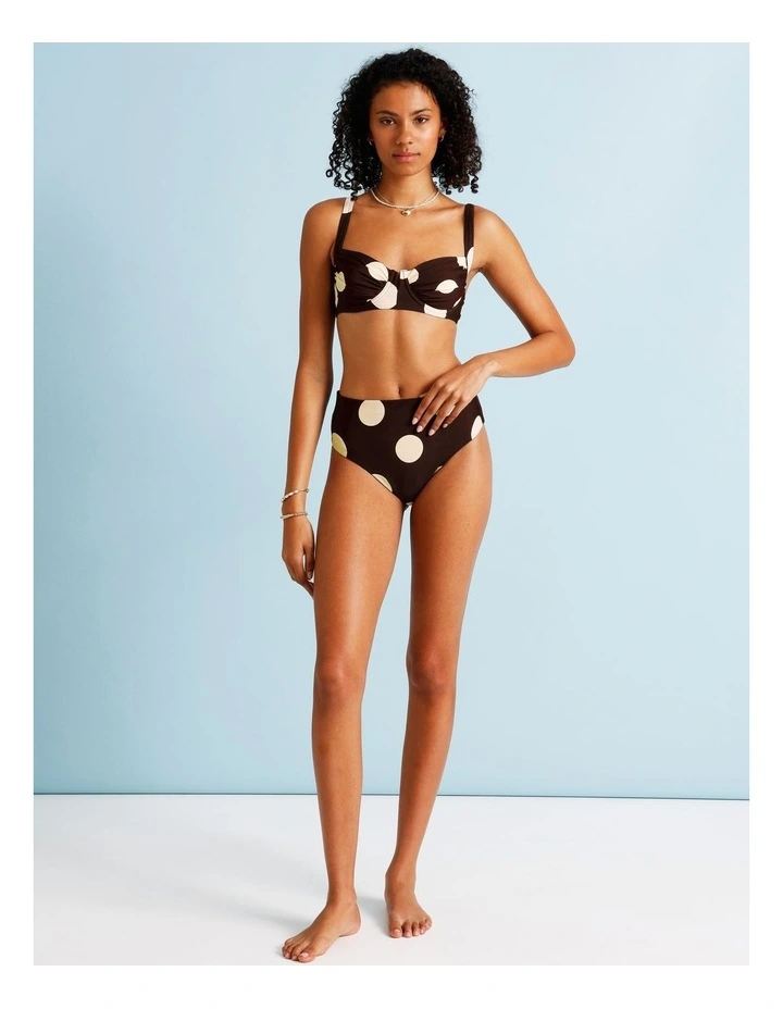 Cocoa Butter Lana High Rise Bikini Bottom in Coffee Bean Spot Print image 3