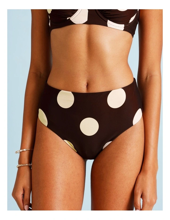 Cocoa Butter Lana High Rise Bikini Bottom in Coffee Bean Spot Print image 4