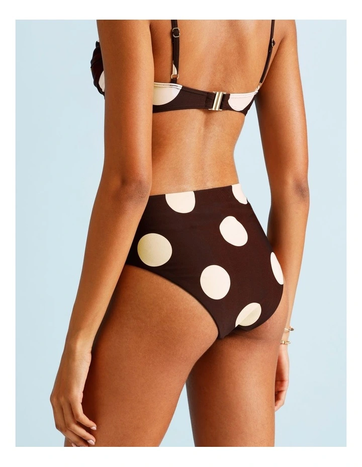 Cocoa Butter Lana High Rise Bikini Bottom in Coffee Bean Spot Print image 5